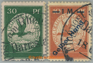 268749 - 1912 Mi.III, IV, Airmail 30Pf green and overprint GELBER HUN
