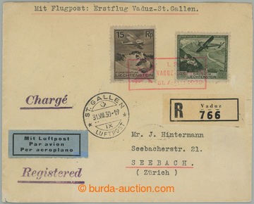 268976 - 1930 1. FLIGHT VADUZ - ST. GALLEN / Reg and airmail letter t