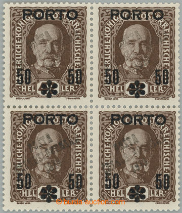 268991 - Pof.88 VV, Přetisk PORTO 50/42h hnědá, 4-blok s velmi sl