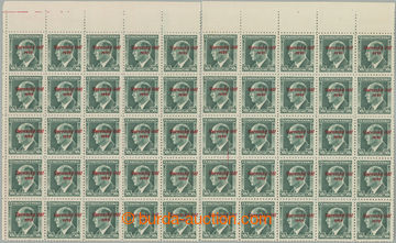 269035 - 1939 Sy.8 VPP, Beneš 50h green, L upper corner blk-of-50 di
