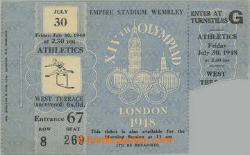 269667 - 1948 LOH LONDON 1948 / vstupenka na atletické závody na st