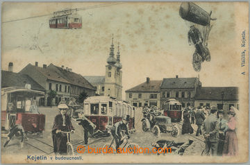 269786 - 1905 KOJETÍN - v budoucnosti, koláž, vzducholoď, tramvaj