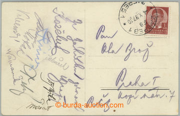 270477 - 1937 FOOTBALL / postcard sent from Zagreb with signatures of