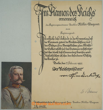 270484 - 1926 HINDENBURG Paul von (1847–1934), německý polní mar