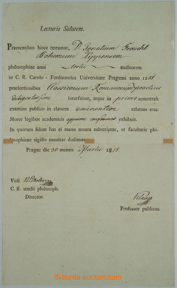 270546 - 1818 KLÁR Alois (1763-1833), český filolog, pedagog a fil