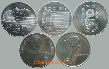 270811 - 1996-1998 SR / sestava 5ks Ag pamětních mincí: 200Sk 1996