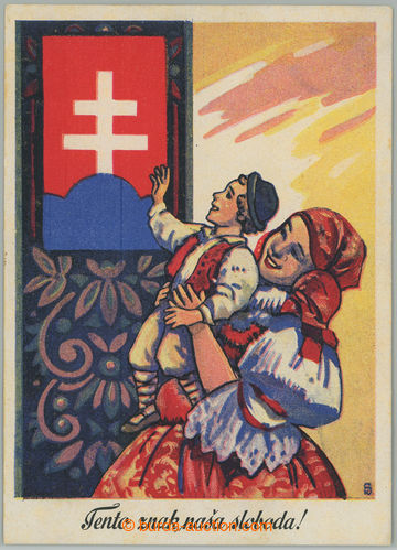 270827 - 1939 Tento znak, naša svoboda!, žena a dítě v kroji, kre