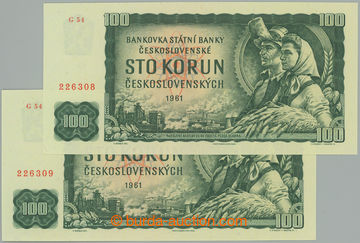 270915 - 1961 ČÍSELNÁ POSTUPKA / Ba.98Ab1, 100Kčs 1961, II. vydá