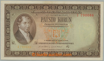 270945 - 1946 Ba.80a, 500Kčs 1946, série I; svislý přehyb, pěkn