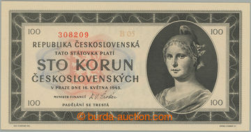 270953 - 1945 Ba.77a1, 100Kčs 1945, série B05; pouze minimální st