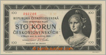 270954 - 1945 Ba.77a1, 100Kčs 1945, série B30, perforace 3 malé d
