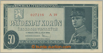 270961 - 1948 Ba.81b, 50Kčs 1948, série A19; ohyb v růžku, velmi
