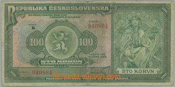 271011 - 1920 Ba.16a, 100Kč 1920, série K; silný oběh, lisovaná