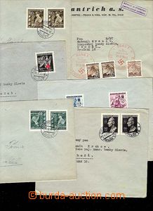 27618 - 1942-44 ČaM partie 6ks dopisů s různými frankaturami, n