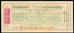 29930 - 1898 USA  šek na 4,15 USD, vylepeny 2ks daňových známek