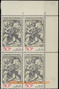 30656 - 1982 Pof.2534, Old Engravings, UR corner blk-of-4 with plate