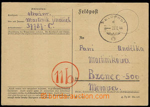 30761 - 1944 German FP card with citátem of A. Hitler, CDS FP 25.9.