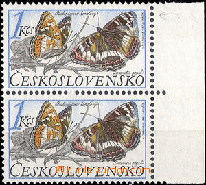 30780 - 1987 Pof.2785, vertical pair with R margin and plate variety