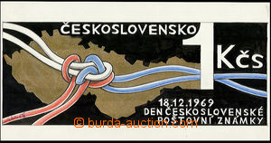 31043 - 1969 uneccepted design signed by artist J.Lukansky for 1Kčs