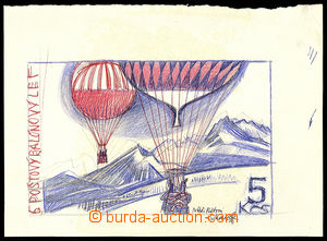 31068 - 1973 unaccepted design of 5Kčs 5.poštový balonový let(ba
