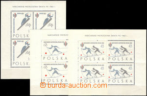 31463 - 1962 Mi.1294-6, 3x block of four (3x miniature sheet), Lyžo