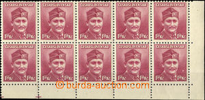 31469 - 1945 Pof.396, LR corner blk-of-10 with margin and inverted c