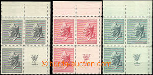 31470 - 1947 Pof.450-2, VK-3 UR corner blocks of four (3 stamp. + K)