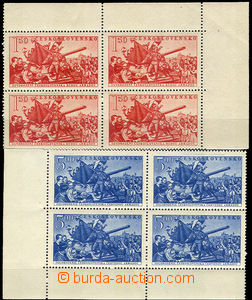 31471 - 1952 Pof.653-4, corner blocks of four with margin, printing