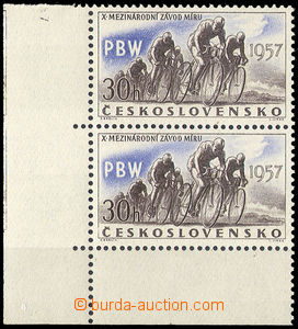 31473 - 1957 Pof.932, L the bottom corner Pr with margin and 2x plat