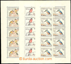 31475 - 1959 Pof.PL1078-84, Birds, 2x folded in perforation below up