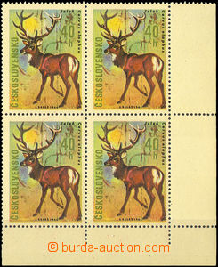31489 - 1966 Pof.1568, LR corner blk-of-4, with plate variety on pos