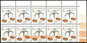 31495 - 1999 Pof.218, pravý horní rohový 10-blok s obráceným r