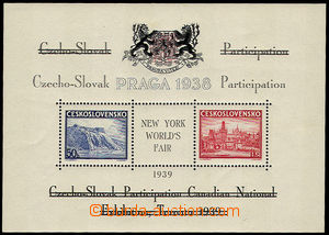 32120 - 1939 Pof.AS10a, miniature sheet Praga 1938 with black additi