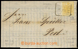 32182 - 1854 1854 Mi.1, HP Ia,orange on folded letter /price list/,