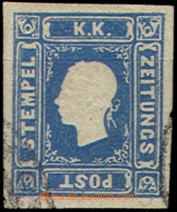 32199 - 1858 1858 Mi.16, blue,newspaper, owners mark Dr.B.Rieger, ma