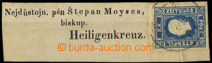 32200 - 1858 1858 Mi.16, blue, newspaper on address eticket, ample