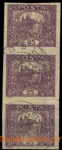 32206 - Pof.11, 25h violet, vertical strip of 3 with joined spiral