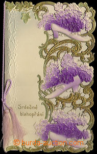 32226 - 1910? Heartfelt congratulation, booklet form/shape, embossed