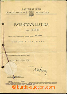 32289 - 1929 Patentová listina č. 31313 na klikové ústrojí pro