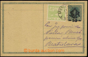 32295 - 1919 CDV1Pb with uprated by. stmp Hradčany 5h, paper grey-b