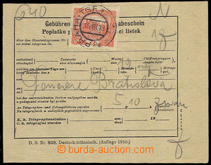 32356 - 1919 Poplatku free certificate of mailing on/for state teleg