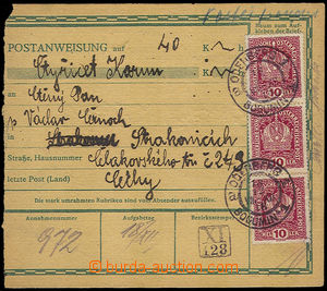 32380 - 1918 larger part of postal order, German text, franked with.