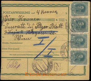 32381 - 1918 larger part of postal order, German text, to Wien (Vien