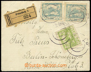 32382 - 1919 Reg letter to Berlin, with Pof.3 + 2x 8, postal rate I,