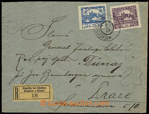 32385 - 1919 Reg letter with Pof.10, 15 (25+50h), CDS Němčice by/o