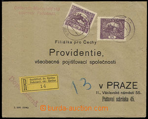 32386 - 1919 Reg letter with Pof.15 + 11D, CDS Podzámčí dist. Opo