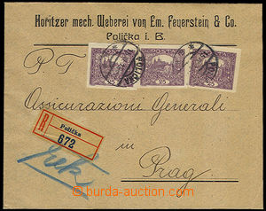 32387 - 1919 Reg letter with Pof.11 3x, CDS Polička/ 15.XII.19, Reg