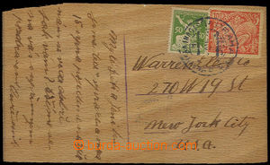 32400 - 1923 postcard (painted veneer) to USA, with Pof.156, 173, st