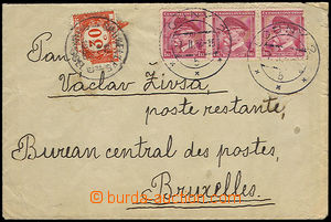 32405 - 1936 T. G. Masaryk letter poste restante to Belgium, with P