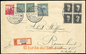 32407 - 1937 Reg letter to Germany with multicolor franking in right